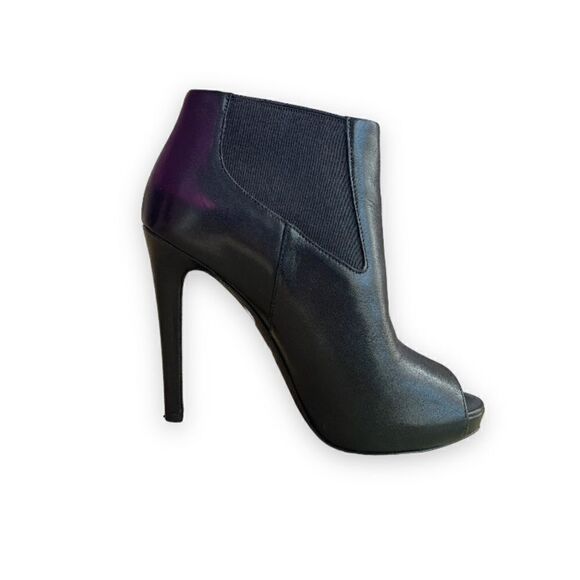ASH | Amber Black Leather Stiletto Open-Toe Booties (5.5) - Picture 6 of 10